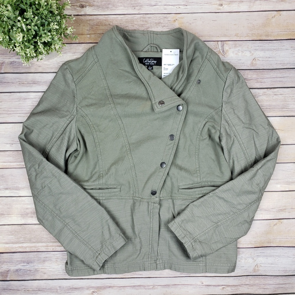 CoffeeShop NY Desert Sage Green Motorcycle Jacket